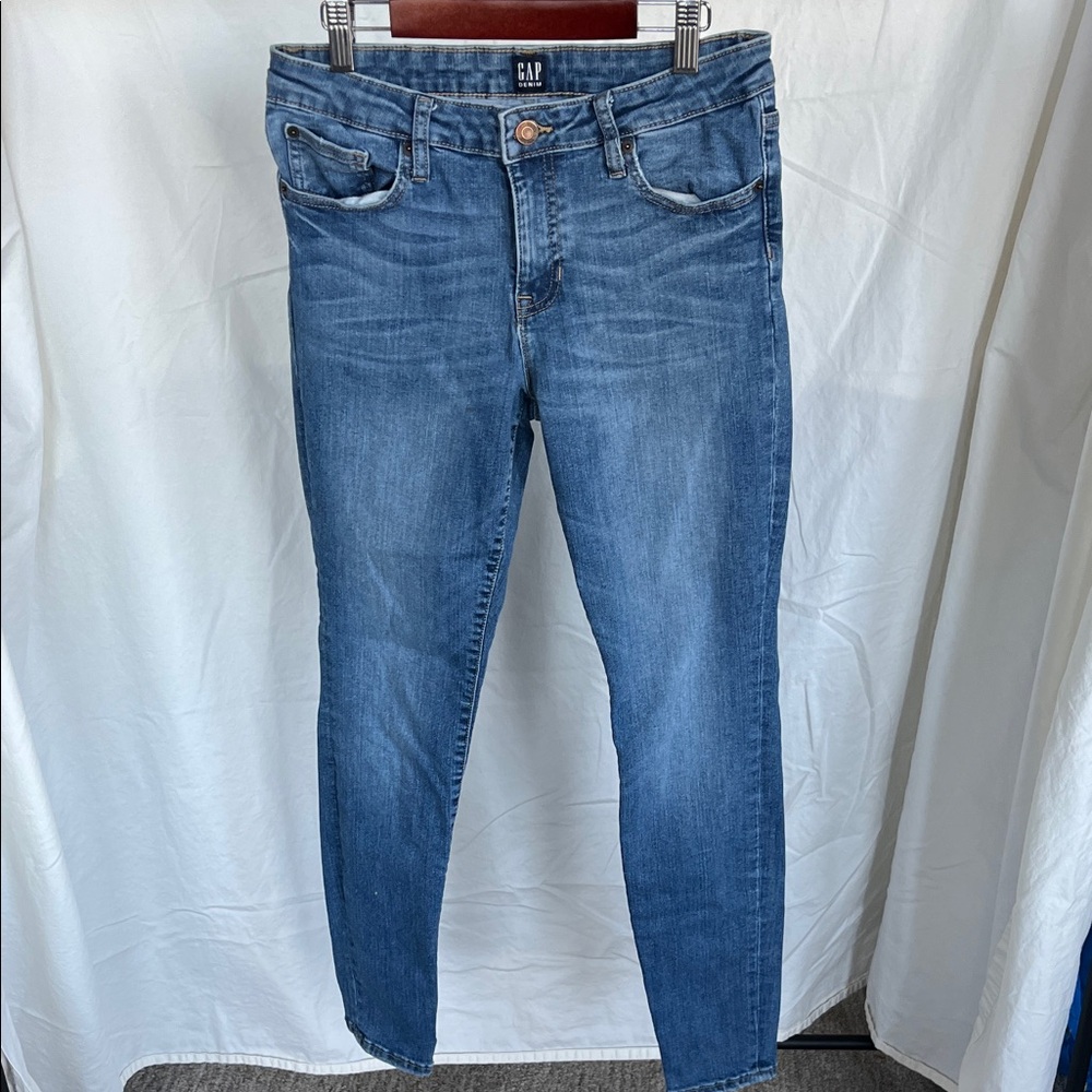 😻5for$15😻GAP Skinny Mid-Rise Blue Stretch leggings/jeans 29R